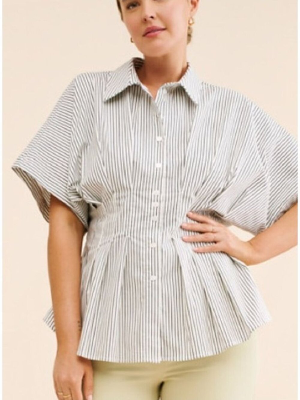 Exquise Tobie Striped Peplum Blouse Anthropologie